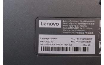 Lenovo 5D51H38241 Lenovo Smartcard Wired Keyboard, Spanish