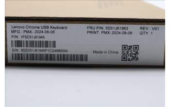 Lenovo 5D51J61963 Keyboard External,USB,Belgian,Black