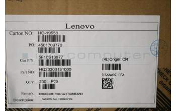 Lenovo 5F10S13977 FAN CPU Fan H 20WH FCN