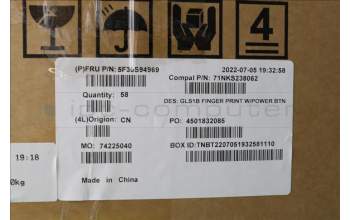 Lenovo 5F30S94969 FP BD C 82R1 w/power btn&FFC