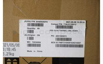 Lenovo 5H40S20274 Heatsink C 82L3 UMA_Robin