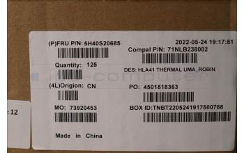 Lenovo 5H40S20685 Heatsink C 82SJ UMA_Robin