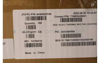 Lenovo 5H40S20745 HEATSINK Heatsink C 82VF Huaying