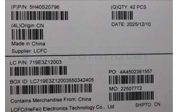 Lenovo 5H40S20796 HEATSINK Heatsink L 82XQ WEIHONG