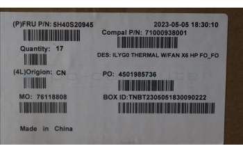 Lenovo 5H40S20945 HEATSINK Thermal Module C 82Y4 FCN_FCN