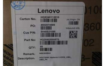 Lenovo 5H40S21086 Heatsink H 83DS_UMA_ AMD_PK