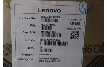 Lenovo 5H40S21102 Heatsink H 83DU_UMA_INTEL_PK