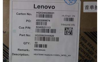 Lenovo 5H40S21113 HEATSINK Heatsink H 83DJ_INTEL_HY