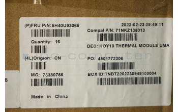 Lenovo 5H40U93065 HEATSINK UMA Thermal Module