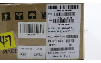 Lenovo 5H50N67846 HINGE Hinge C 80X7 W/ANT R+L Silver