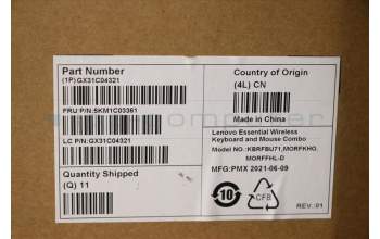 Lenovo 5KM1C03361 Tastatur_Maus, 2,4 G, Hebräisch, Weißgrau, Nicht beleuchtet