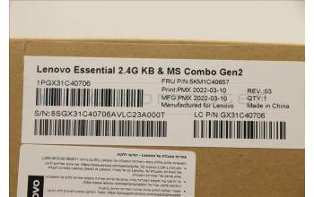 Lenovo 5KM1C40657 Keyboard_Mouse,Wireless,Hebrew,White_Grey,Non_Backlight