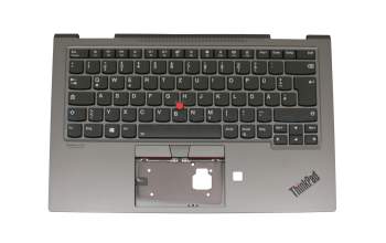 5M10V24958 original Lenovo keyboard incl. topcase DE (german) black/grey with backlight and mouse-stick