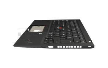 5M10Z27455 original Lenovo keyboard incl. topcase FR (french) black/black with backlight and mouse-stick