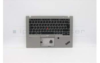 Lenovo 5M10Z41579 C-Cover with keyboard, French, Silver, Backlight, Fingerprint, NFC, US