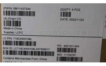 Lenovo 5M11A37244 MECH_ASM KBDW/C DEN BKLT(CHY) UK BK