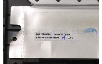 Lenovo 5M11C43599 C-Cover with keyboard, Switzerland, Black, Backlight, UK