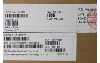 Lenovo 5M11C43629 MECH_ASM KB C IND ENG BKLT(PMX)PT US BK