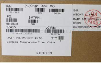 Lenovo 5M11C43815 MECH_ASM KB C UKE BKLT(PMX)PT FP UK BK