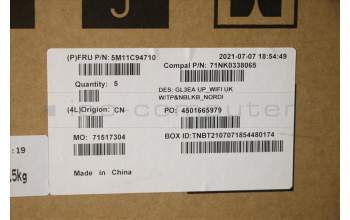 Lenovo 5M11C94710 C-Cover with keyboard, Nordic, Non-Backlight, Touchpad, UK