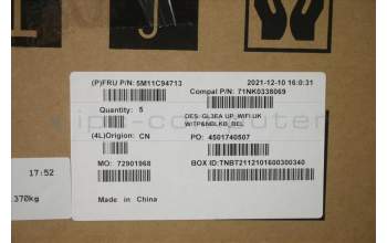 Lenovo 5M11C94713 MECH_ASM FRU Cc WIFI w/TP&NBLKB_BEL