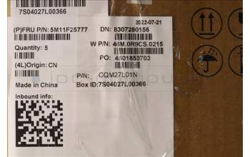 Lenovo 5M11F25777 MECH_ASM FRU BLKB UKE w/C Cov Chicony