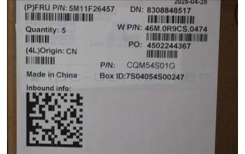 Lenovo 5M11F26457 FRU KB FRA PTCcov,BK TMGWW