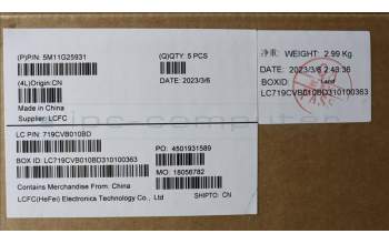 Lenovo 5M11G25931 MECH_ASM KBw/CcvrNORDICBKLT-CHY FP UK BK