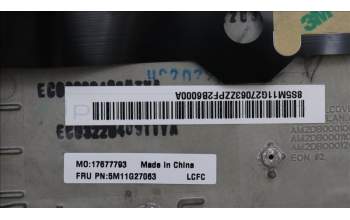 Lenovo 5M11G27063 MECH_ASM KBD C-Cov SWS Chicon BK