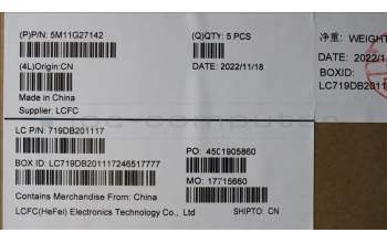 Lenovo 5M11G27142 MECH_ASM KBD C-Cov BRL BKLT Chicon BK