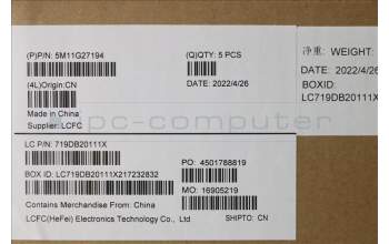 Lenovo 5M11G27194 MECH_ASM KBD C-Cov ENG BKLT Sunrex BK