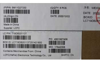Lenovo 5M11G27330 MECH_ASM KB CCov POR BKLT Chicon BK