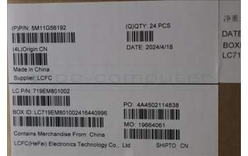 Lenovo 5M11G56192 TOUCHPAD CS22 CP,GLMLR,BK,NONFC,CHY,SY