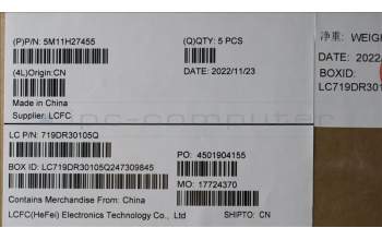 Lenovo 5M11H27455 MECH_ASM KBD Cc NOR BKLT(CHY) UK BK