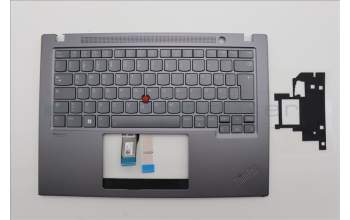 Lenovo 5M11H52349 C-Cover with keyboard, German, Grey, Backlight, UK