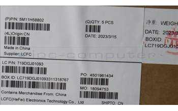 Lenovo 5M11H58802 MECH_ASM KBD CCvr CSA(SRX)UK BK