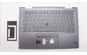 Lenovo 5M11H62235 C-Cover with keyboard, Czech Slovakian, Grey, Backlight, FingerPrint, UK
