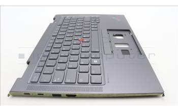Lenovo 5M11H62255 C-Cover with keyboard, French, Grey, Backlight, Fingerprint, US