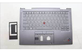 Lenovo 5M11H62265 C-Cover with keyboard, Greek, Grey, Backlight, Fingerprint, US