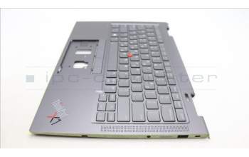 Lenovo 5M11H62265 C-Cover with keyboard, Greek, Grey, Backlight, Fingerprint, US