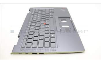 Lenovo 5M11H62323 C-Cover with keyboard, Slovenian, Grey, Backlight, Fingerprint, UK