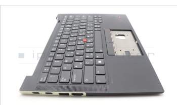 Lenovo 5M11H62789 C-Cover with keyboard, Hebrew, Black, Backlight, Fingerprint, WWAN, US