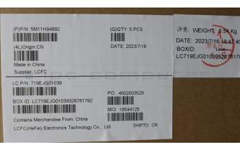 Lenovo 5M11H94892 MECH_ASM FRU KBD CCV POR BL (LTN) UK BK