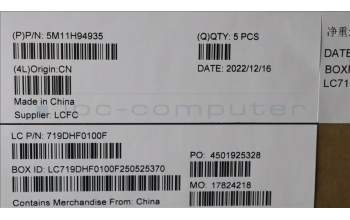 Lenovo 5M11H94935 MECH_ASM GP KBDBZL,GRE,WL,BK/GY,CHY