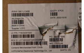 Lenovo 5M11J13406 MECH_ASM KBD BZL,WW,FPR,BK,CHY,POR