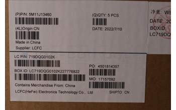 Lenovo 5M11J13460 MECH_ASM KBD BZL,WW,FPR,BK,SRX,ENG