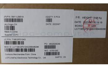 Lenovo 5M11L59519 C-Cover with keyboard, Spanish LA, Black, Backlight, WWAN, UK