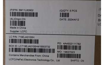 Lenovo 5M11L60902 MECH_ASM FRU KB CCV NORDIC UK BL (CHY)BK