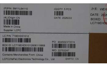 Lenovo 5M11L64110 MECH_ASM KBD W C FRA BKLT PMX UK BK