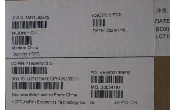 Lenovo 5M11L92245 MECH_ASM FRU KB CCV DEN (CHY) UK BK